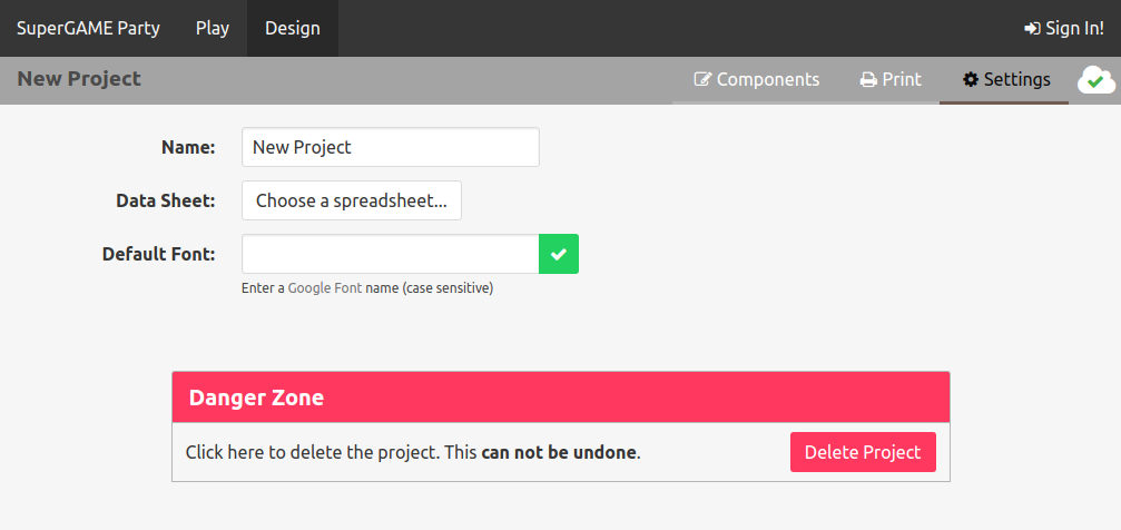 Project Settings